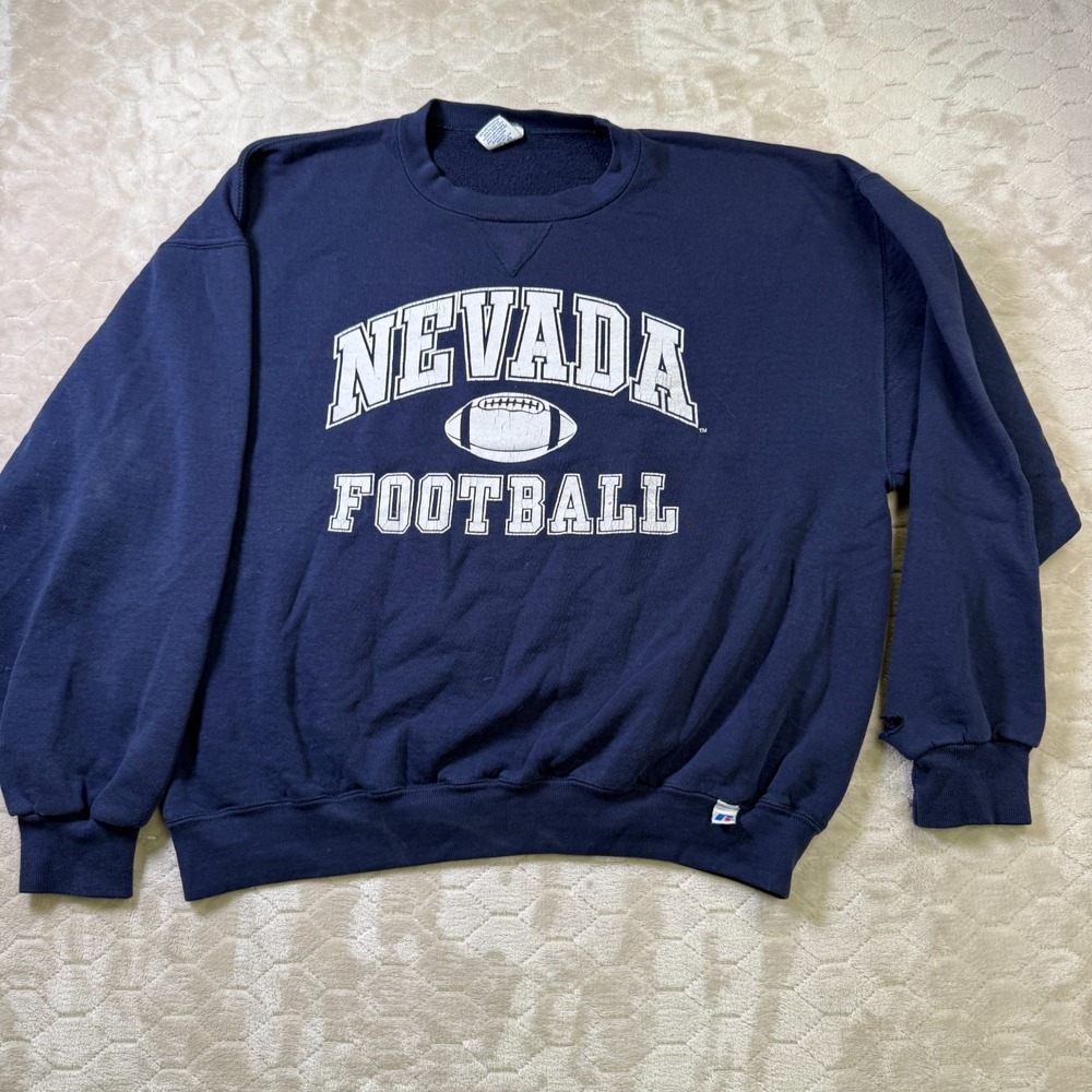 VTG y2k Nevada Football Crewneck Sweatshirt Russell Athletic Size XL WORN